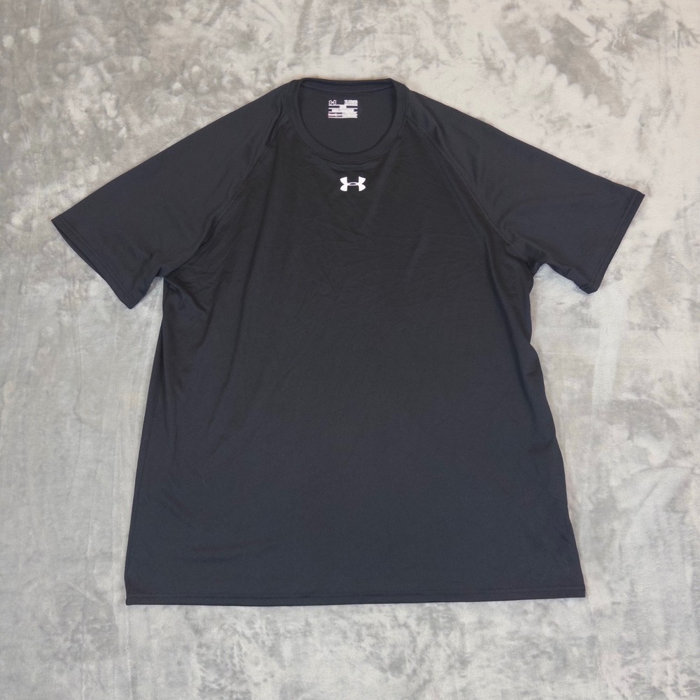 Under Armour T-Shirt Mens XL Black HeatGear Loose Fit Short Sleeve Athletic Tee